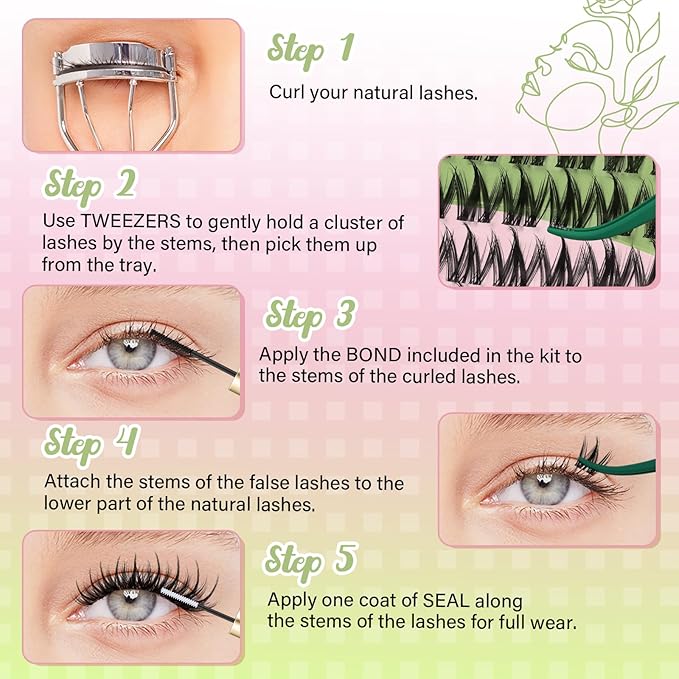 KEYYOU Fairy Chispa Lash Clusters Eyelash Extension D Curl 120Pcs Eyelash Extension Wispy Natural Invisible Band Lash with Waterproof DIY Lash at Home(Fairy Chispa-D-8-18MIX)