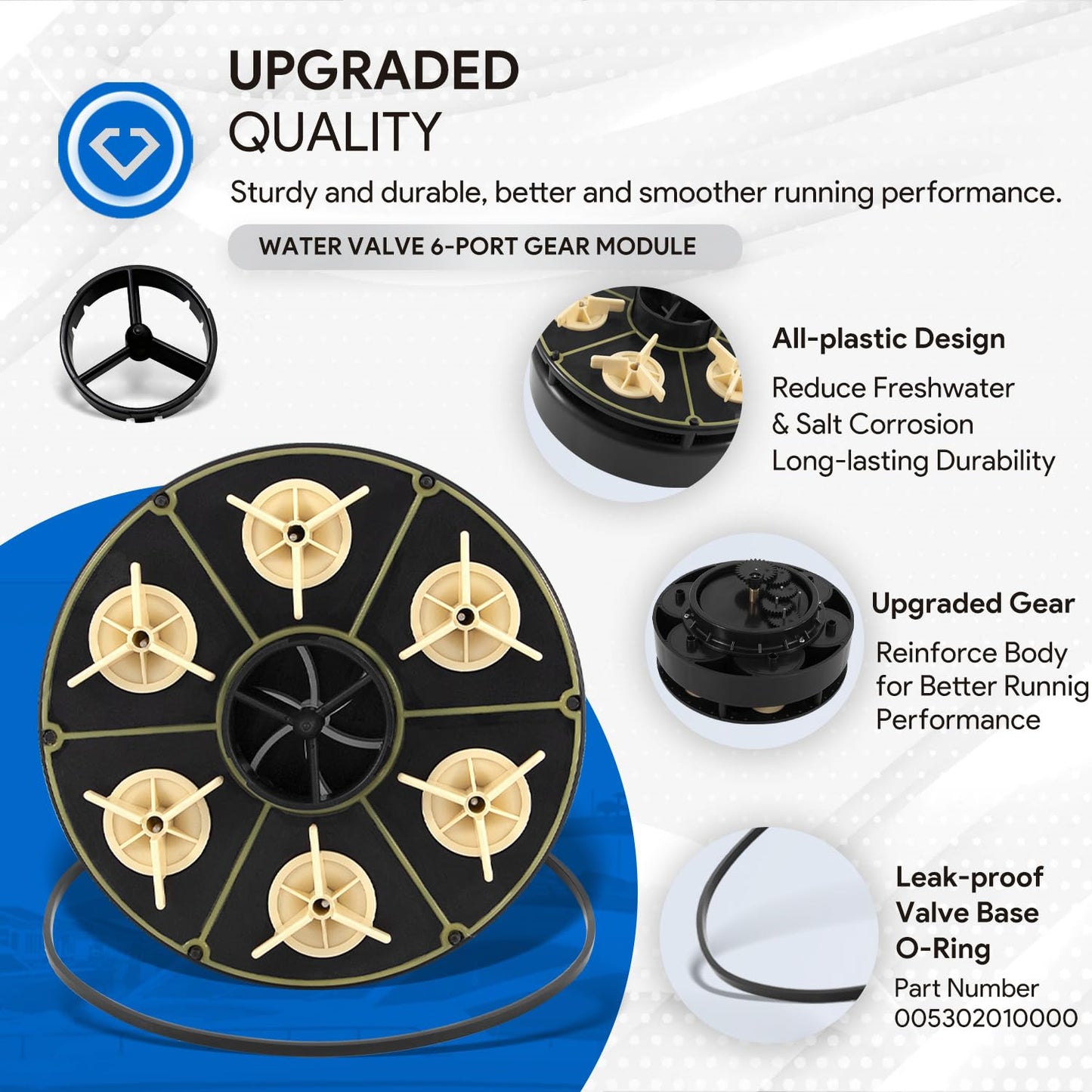 Premium 6 Port Module Kit Replacement for Paramount Water Valve, 004-302-4408-00 Replacement Part with Valve Shell Oring, 004302440800, 005302010000