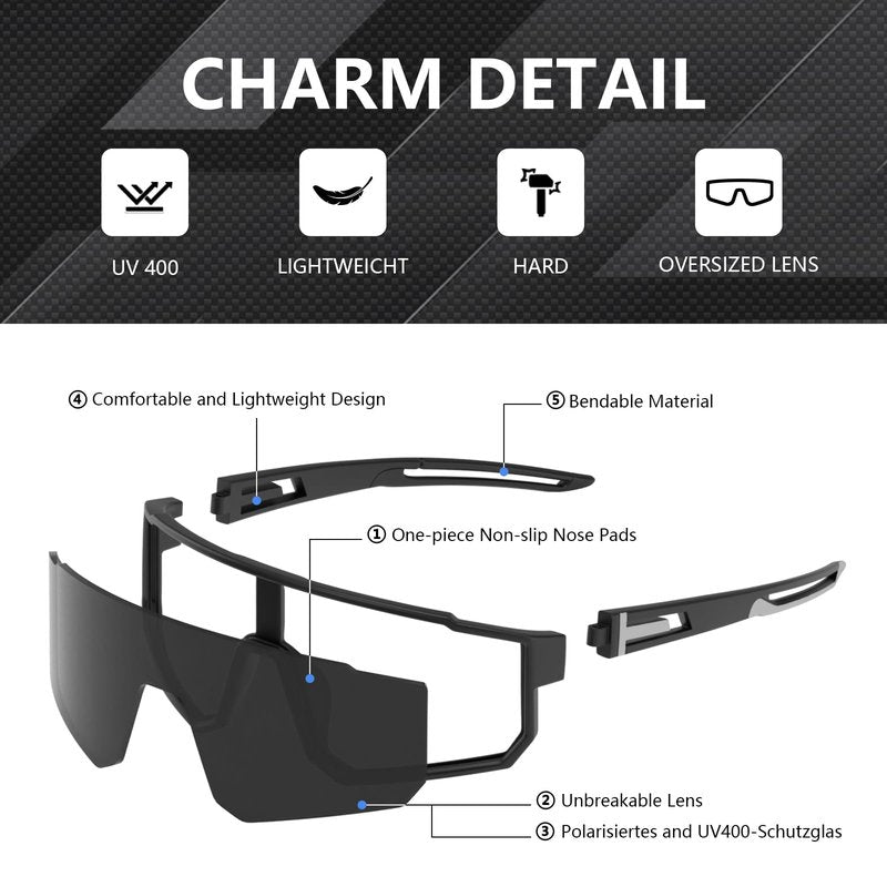 IKTOD 3 Pack Polarized Running Sunglasses for Women Mens Sunglasses UV Protection for Cycling Baseball Fishing (3 Pack-Blue Black/Red Red/Blue White-W08)