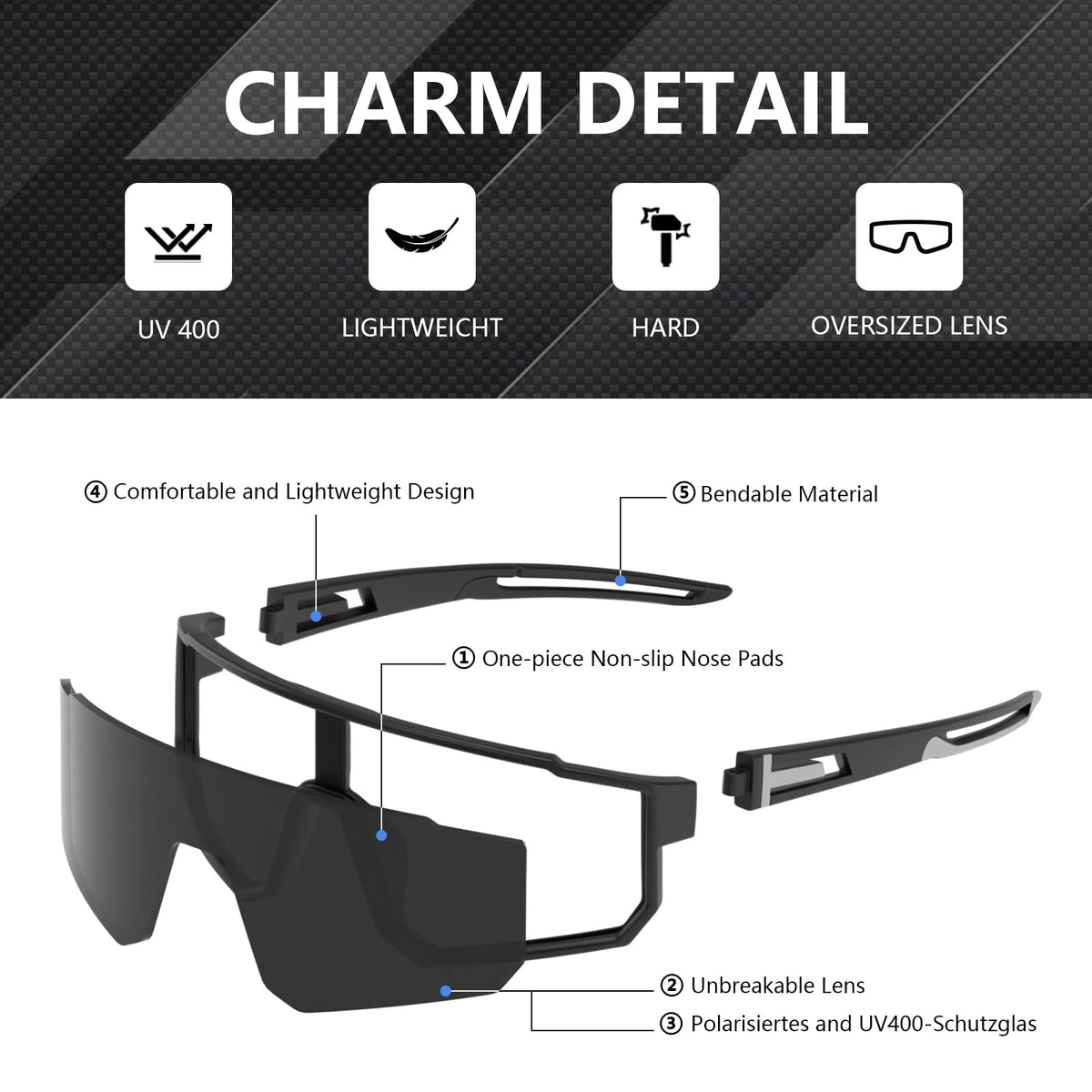IKTOD 3 Pack Polarized Running Sunglasses for Women Mens Sunglasses UV Protection for Cycling Baseball Fishing (3 Pack-Blue Black/Black Gray/Red Black-W02)