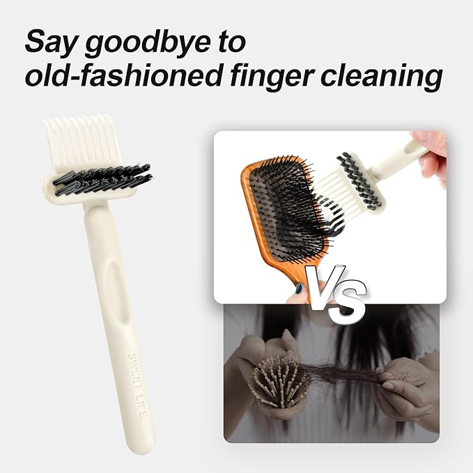 Boar Bristles Hair Brush for Women and Men, Detangling Hair Brush for Smoothing Massage Add Shine, Nylon&Boar Bristles Detangler brush for Hair Healthy (Cleaner-2PcsBlackWhite)