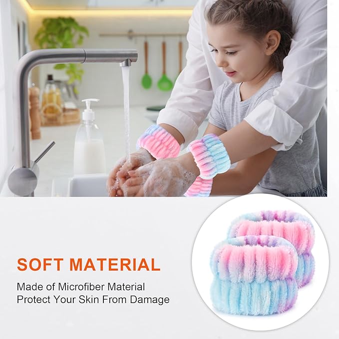 8pcs Wrist Bands for Washing Face Wash Wristbands Wrist Towels Arm Bands for Skincare Makeup Wrist Cuffs Spa Wrist Scrunchies