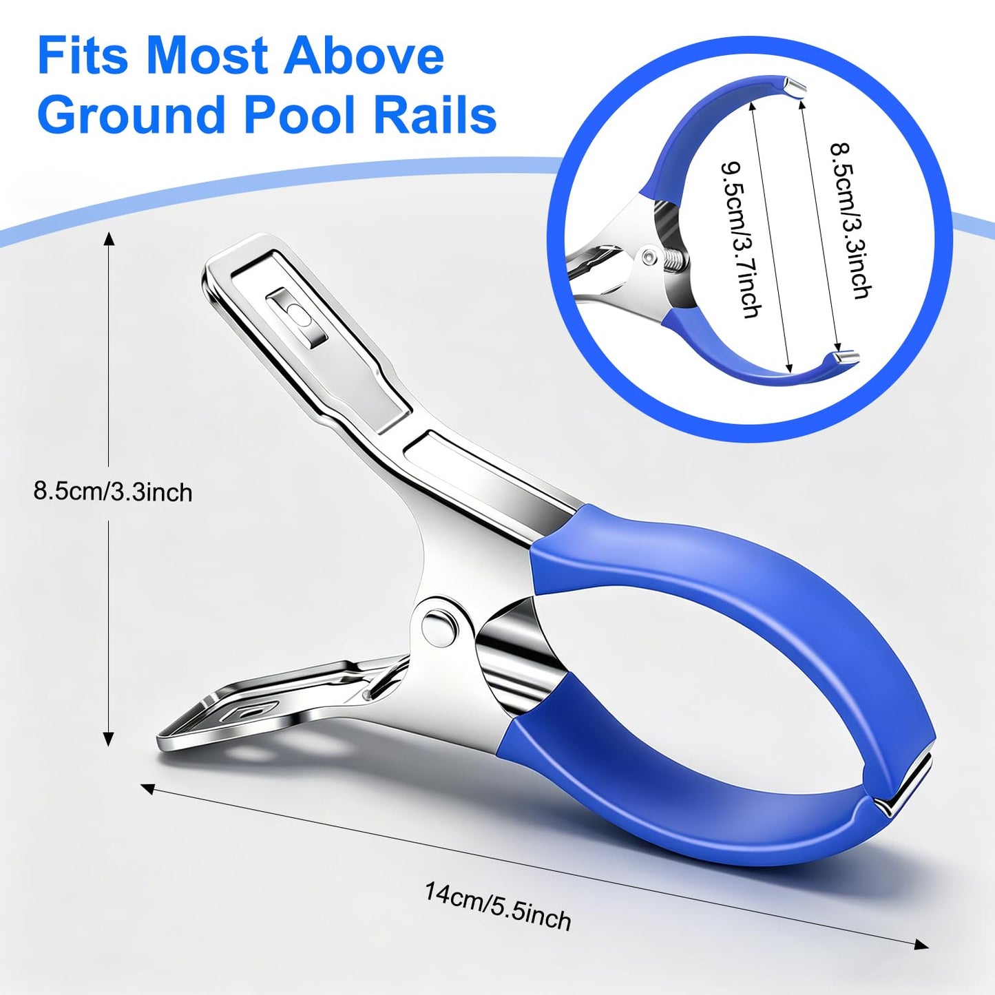 Pool Cover Clips Kit and Pool Cover Side Organizer Straps, Heavy Duty Stainless Steel Pool Cover Clamps with Soft PVC Sleeves, Adjustable Pool Cover Straps for Above Ground Pool, Wind Guard Clip Set