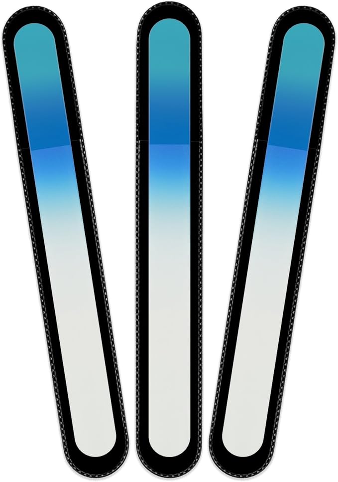 Mont Bleu Rainbow Crystal Nail File in Black Pouch - Large/Professional Size - Czech Tempered Glass - Handmade in Bohemia (Czech Republic)