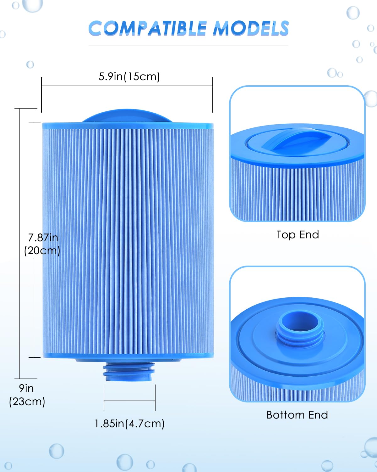 PACETAP Spa Filter Replacement for Pleatco PWW50P3, Unicel 6CH-940, Filbur FC-0359, Waterways 817-0050, 2 Pack 1 1/2" Coarse Thread Spa Hot Tub Filter for Waterway Vita Aber, Viking (Premium Blue)