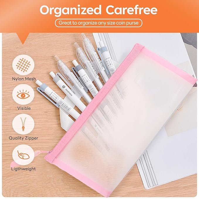 EASYFUN 6 Pieces Multipurpose Mesh Cosmetic Bag With Zipper Portable Travel Organizing Zipper Pouch Toiletries Makeup Pouches For Home Travel Accessories Pencil Case
