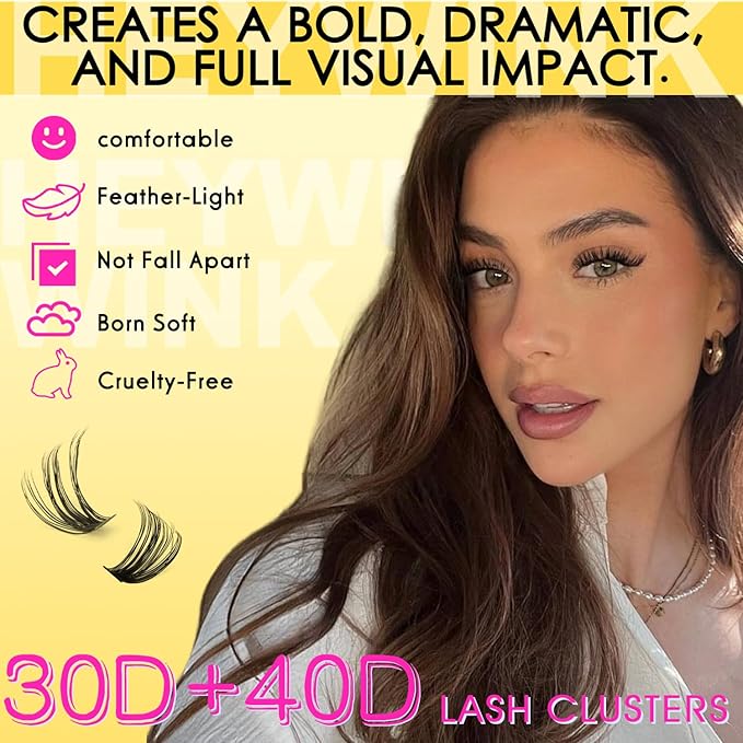 Lash Extension Kit DIY Lash Clusters Eyelash Extension Kit, 10-18mm 30D 40D Individual Lashes Kit Natural Lash Clusters with Lash Bond and Seal, Lash Tweezers for Beginner(30D+40D 10-18MM Kit)
