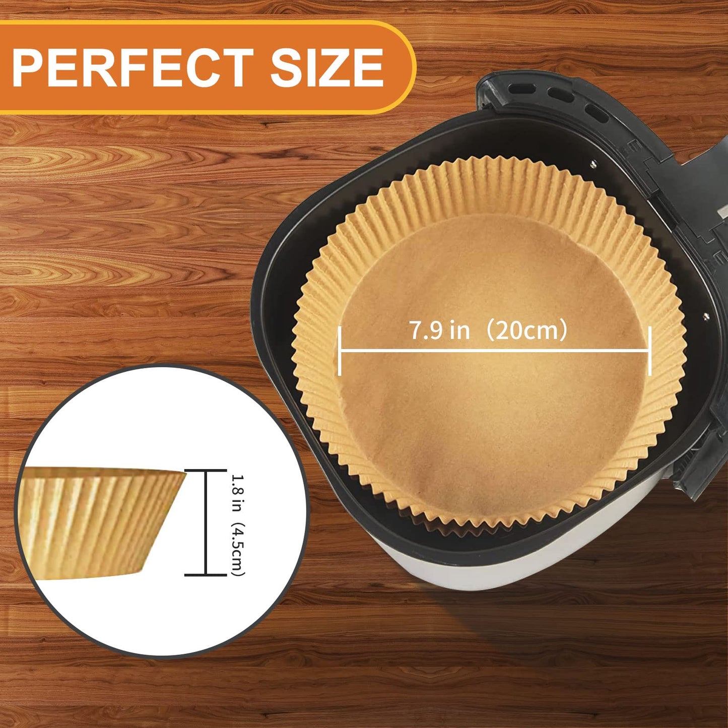 Air Fryer Disposable Paper Liner, 100PCS 7.9 Inch Air Fryer Liners Round, Parchment Paper Non-stick Oil-proof Water-proof