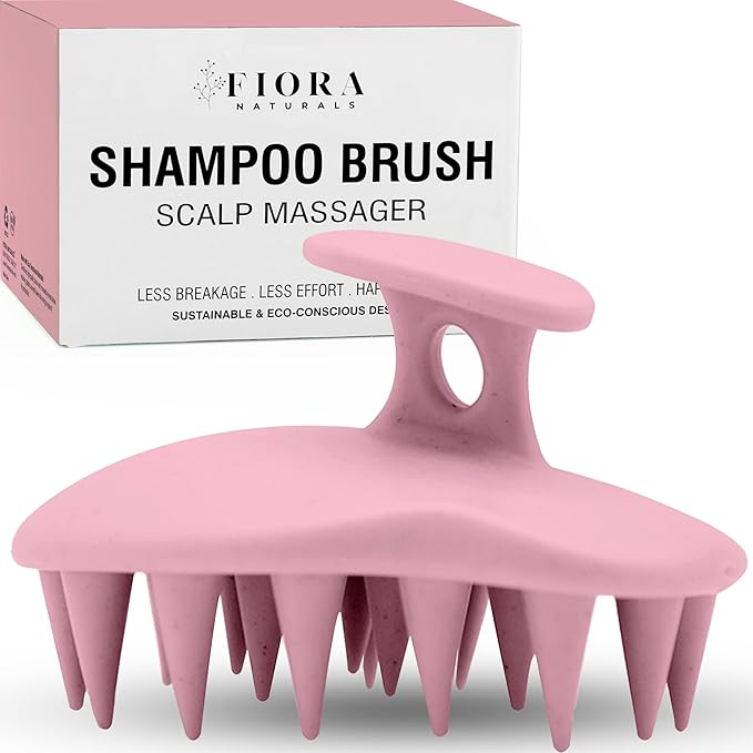 Fiora Naturals Scalp Massager Shampoo Brush - Silicon Scalp Scrubber & Exfoliator for Dandruff Removal and Hair Growth, Brush for Wet & Dry Hair, for Men, Women, Kids - BPA Free