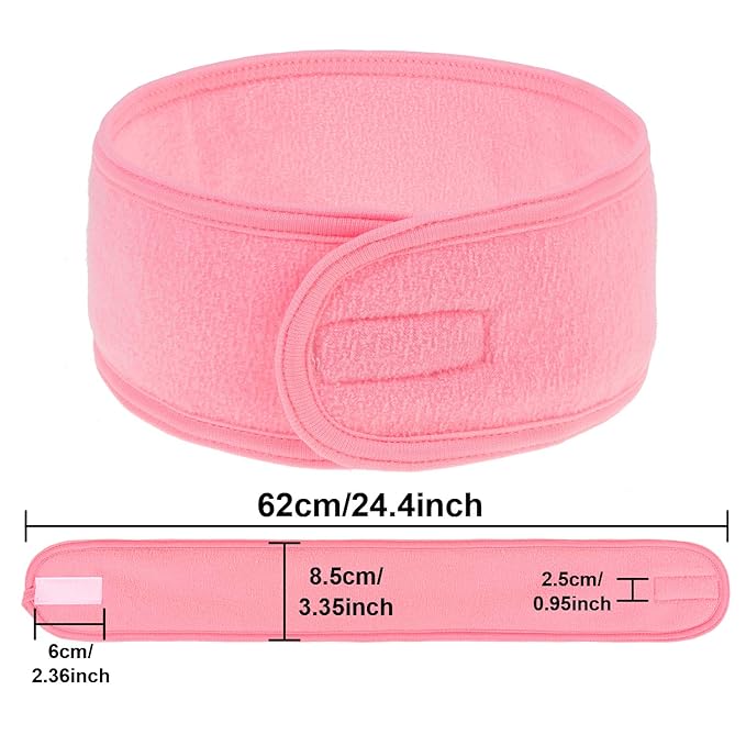 Whaline 4 PCS Spa Headband, Make up Hair Band, Stretch Terry Cloth Headband for Sport Yoga Shower (Pink)