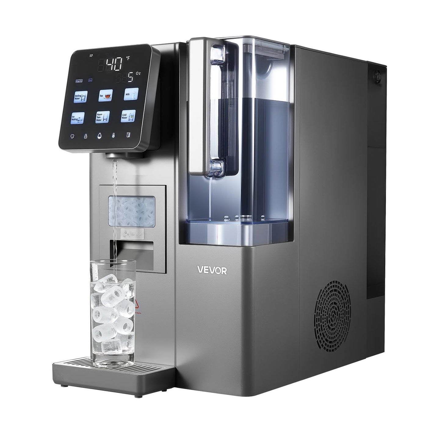 VEVOR Water Dispenser with Ice Maker, 3-in-1 Countertop Water Dispenser, 35 LBS/24H, 12 Cubes/7 Min Fast Ice Making with 4 LBS Storage, Bullet/Crushed ICES & Cold-Water (100 LBS/24H)
