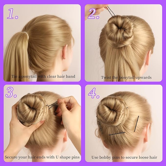 Teenitor 300pcs Hair Pins Bobby Pins Black, 100 Black Bobby Pins 2" 2.75"100 Hair Pins for Women and 100 Clear Hair Bands Kit, U Pins for Buns 2" 2.36"