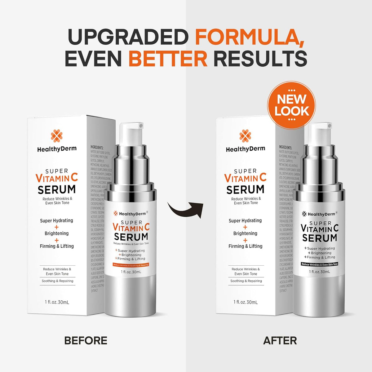 Super Vitamin C Serum for Women Over 70: Niacinamide, Vitamin C, Hyaluronic Acid, Peptides, Vitamin E, Caffeine, Bakuchiol, Hydrating, Lifting, Face Wrinkle & Age Spots Reduction
