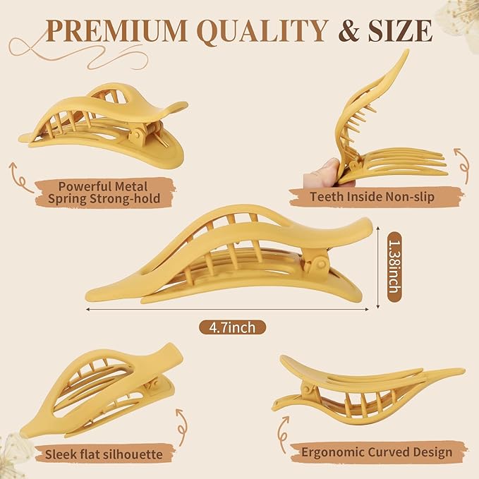 10 Pcs Flat Hair Clips for Women French Concord Claw Clips for Thick and Thin Hair Claw Clips Duck Billed Barrettes Hair Accessories for Women and Girls (Bright Colorful)