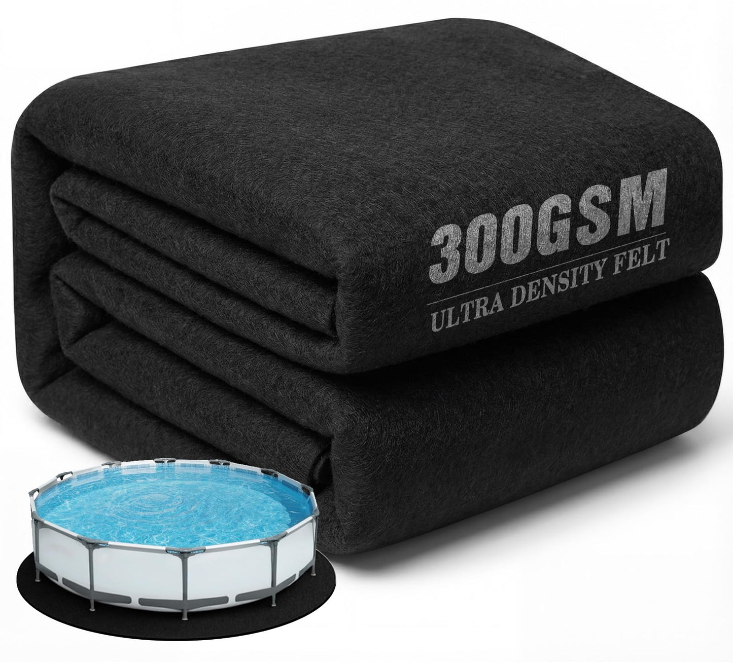 UIRWAY 24FT Round Pool Liner Pad Above Ground, [2026 New 300G/M² Thicker Heavy Duty] 24 ft Under Pool Padding, Black Pool Mats for Pool Bottom, Full Coverage Underlayment Pad Weed Barrier Protection