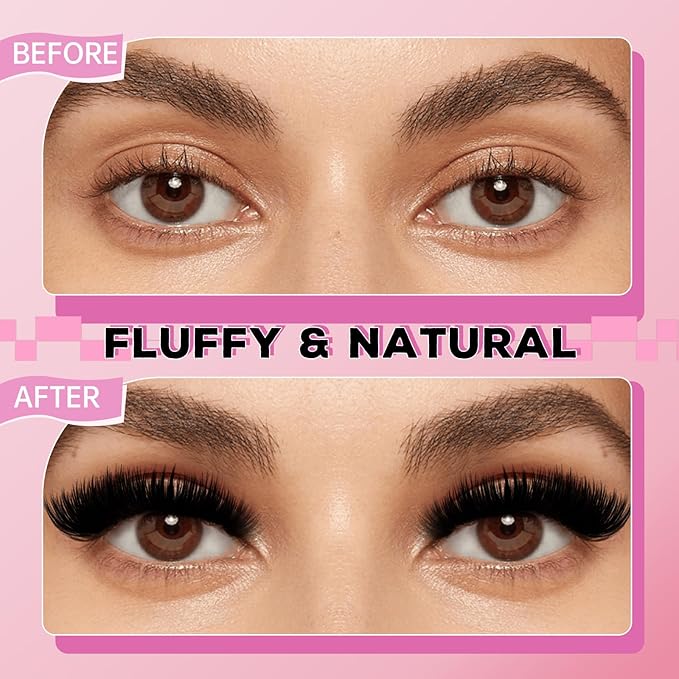 FADLASH Lash Clusters 400PCS 150D+200D Natural Eyelash Clusters Volume D Curl Cluster Eyelash Extensions for Beginners DIY at Home