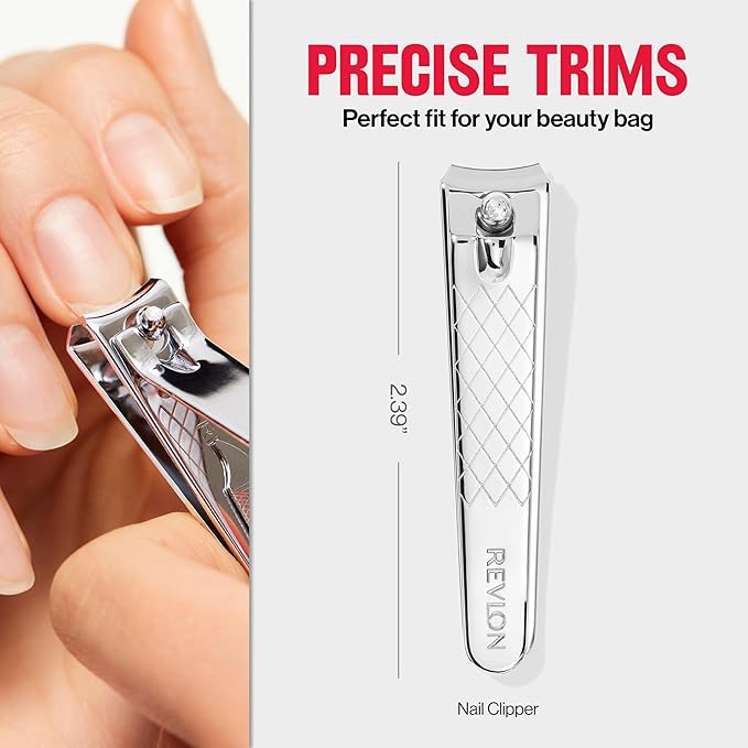 Revlon Mini Nail Clipper, Nail Care Tools, Curved Blade for Trimming & Grooming, Easy to Use (Pack of 2)