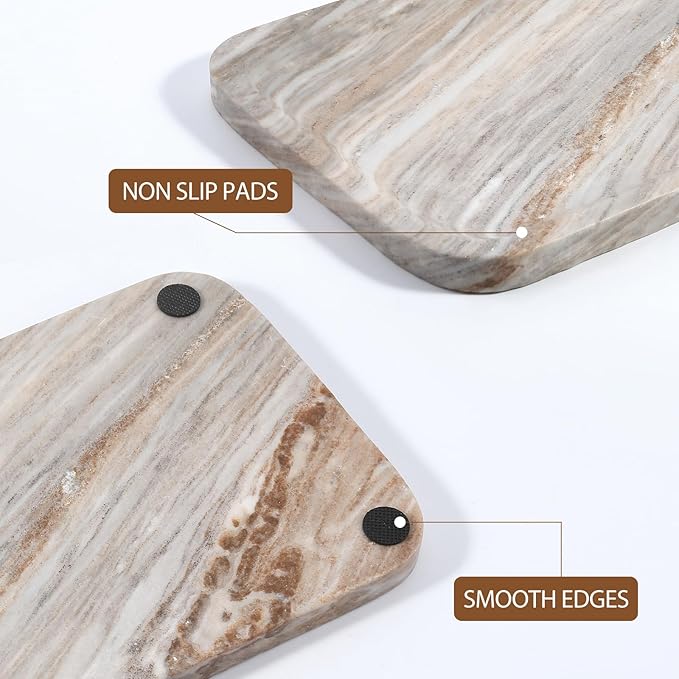 Koville Marble Tray, 12"x8" Marble Vanity Tray for Countertop Bathroom Kitchen Dresser, Decorative Catchall Trays for Perfume Jewelry, Rectangular Stone Serving Tray(Palissandro Blue
