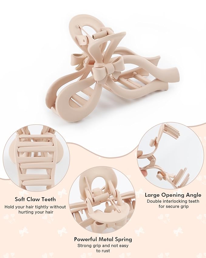 4 PCS Bow Hair Clips for Women Bow Claw Clip 5" Extra Large Hair Claw Clips for Thick and Long Hair Cute Bows Big Clip