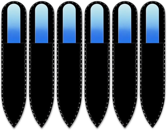 Mont Bleu Rainbow Crystal Nail File in Black Pouch - Small/Purse Size - Czech Tempered Glass - Handmade in Bohemia (Czech Republic)