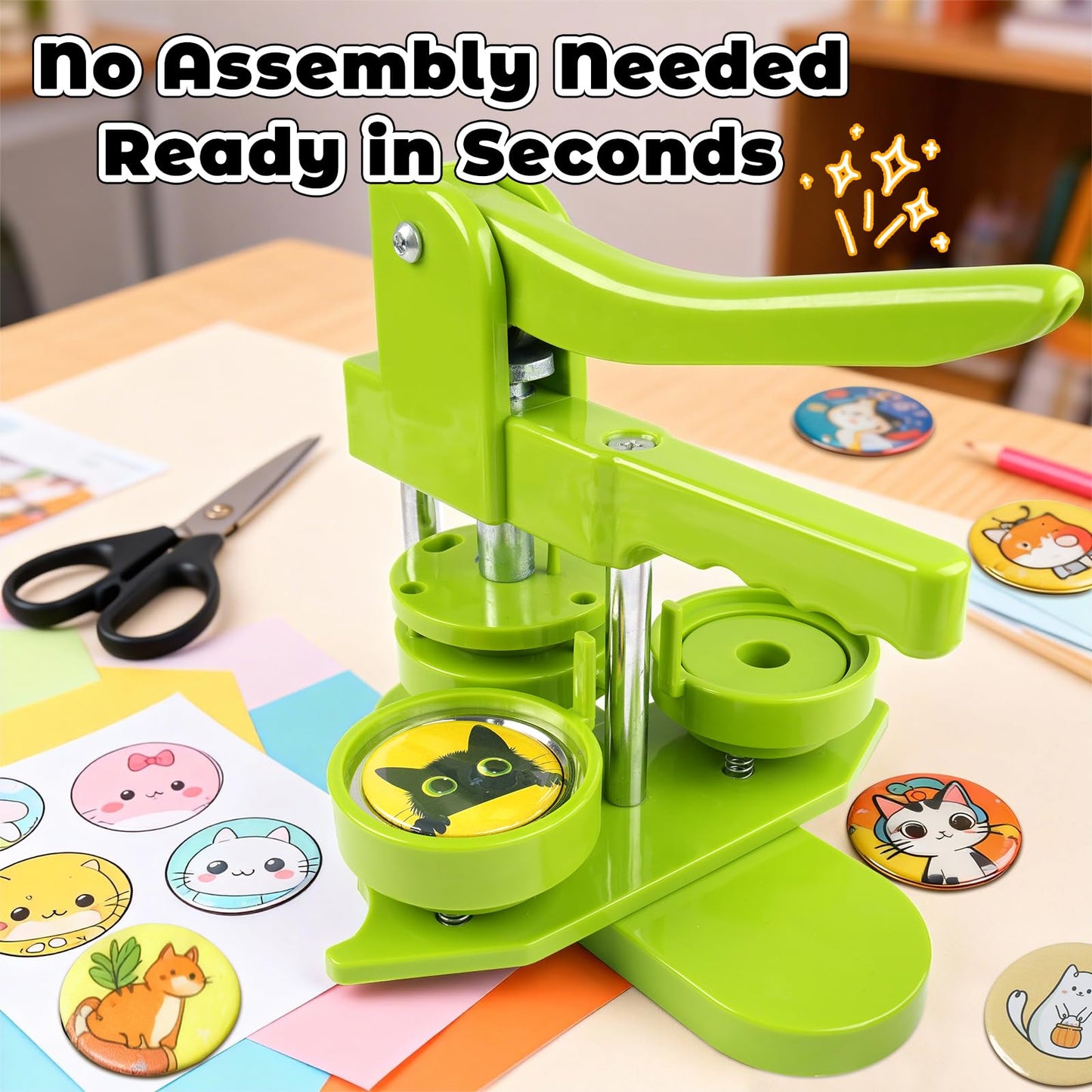 MK.Bear Button Maker Machine 58mm (2.25 in) Installation-Free, DIY Button Pin Maker Machine, Badge Punch Press with Free 100pcs Badge Supplies & Pictures & Circle Cutter & Magic Book