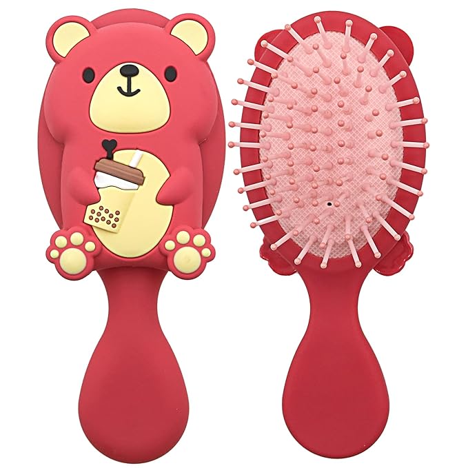 Mini Toddler Hair Brush Detangler Brush Kids Detangling Hairbrush Soft Massage Comb Small Travel Hair Brush for Thick Curly Thin Long ShortÃ¯Â¼ÂRedÃ¯Â¼Â