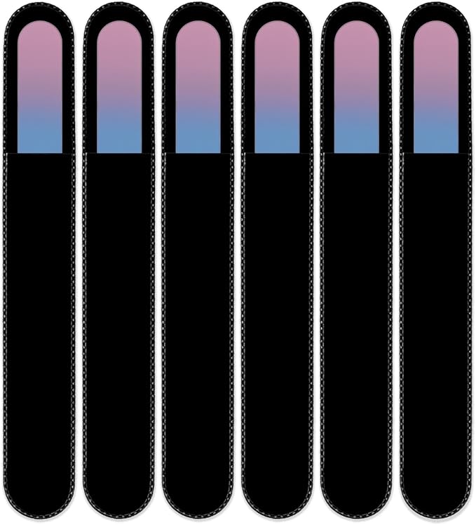 Mont Bleu Rainbow Crystal Nail File in Black Pouch - Large/Professional Size - Czech Tempered Glass - Handmade in Bohemia (Czech Republic)