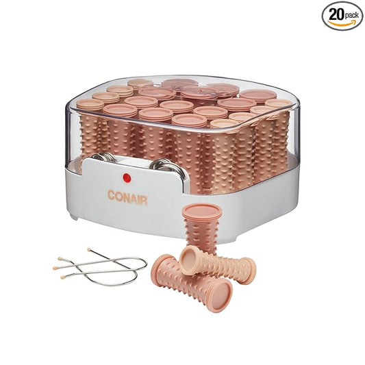Conair Double Ceramic Hot Rollers for Long, Medium, and All Hair - Hair Curler - Hair Roller Clips Included - 1/2 inch, 3/4 inch, and 1 inch Rollers