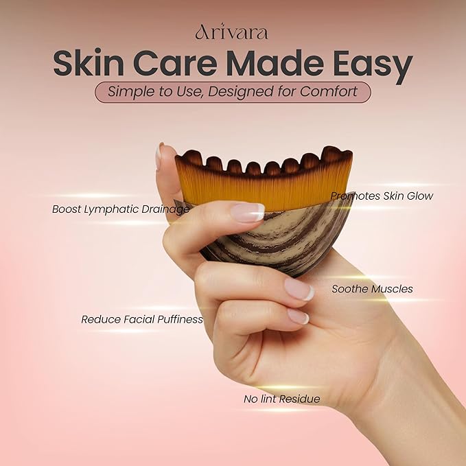 Lymphatic Contour Face Brush - Improves Circulation & Reduces Puffiness, Dry Brushing Lymphatic Face Brush - 100% Gentle & Soft on Skin, Erogonomic Facial Brush for Natural Contouring (1 PCS)