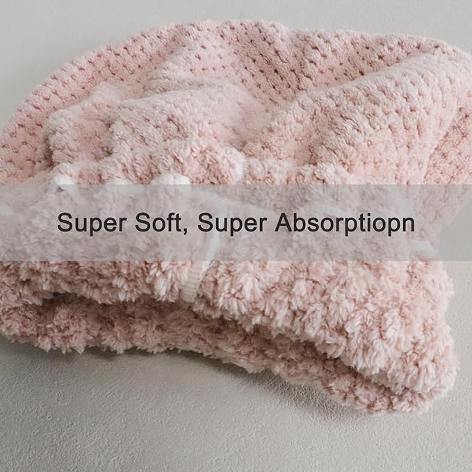 Jseng 3PC Microfiber Hair Towel Caps, Extreme Soft & Ultra Absorbent, Fast Drying Hair Drying Caps Towel Turban Wrap for Wet Hair Women
