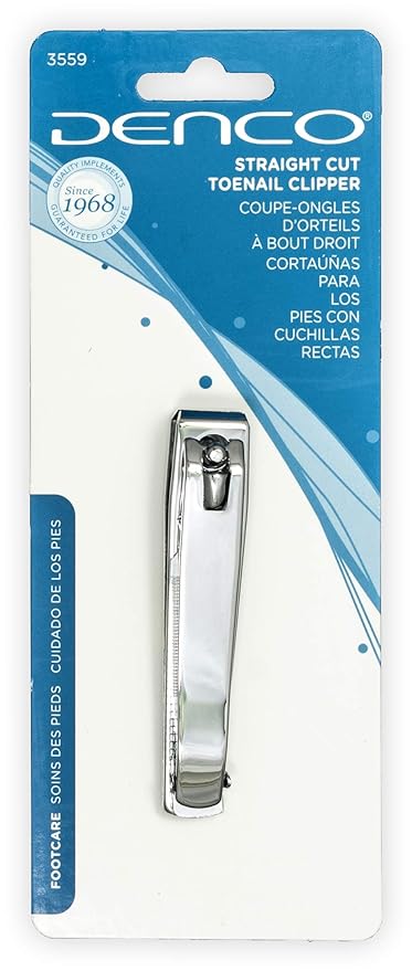 Denco Straight Cut Toenail Clipper,Silver,1 Count (Pack of 2),3559N