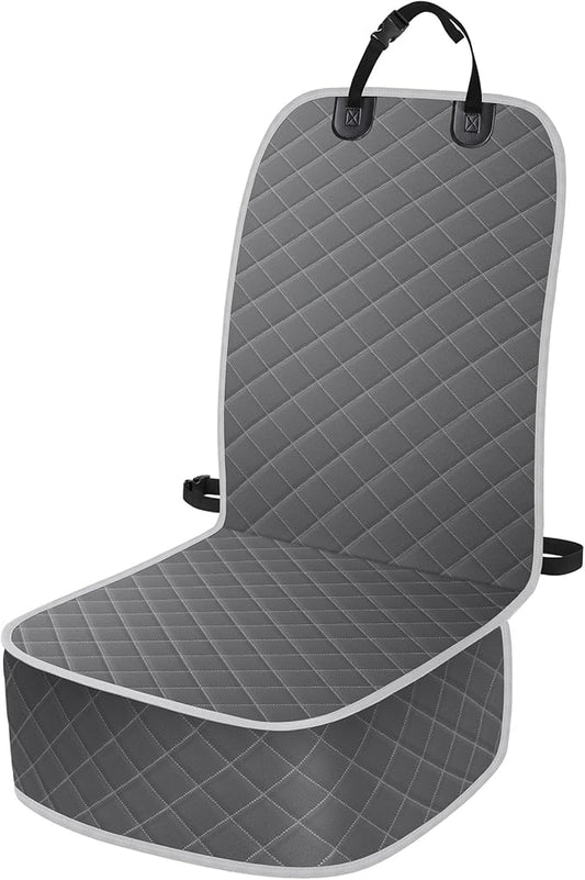 Dog Car Seat Covers, Waterproof Front Seat Cover for Dogs, Scratch-Proof, Nonslip Pet Passenger Seat Cover Protector, Universal Fit for Cars Trucks SUVs (Grey, Large Size)