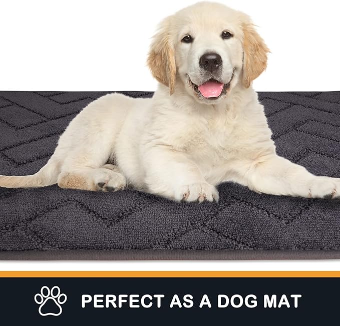 PURRUGS Dirt Trapping Door Mat 36" x 36", Non-Slip Machine Washable Entry Rug, Dog Doormat, Indoor Front Door Mat, Super Absorbent Entryway Rug for Muddy Shoes & Paws, Grey