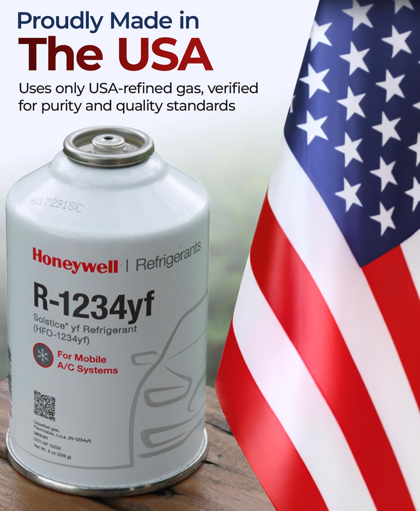 ZeroR® Genuine R1234YF Refrigerant Can for Automotive AC Systems - HFO-R1234YF, SSV Can with Reverse-Thread Design, Included Service Sticker - Compatible with R1234YF Systems - 8 Oz, 4 Can