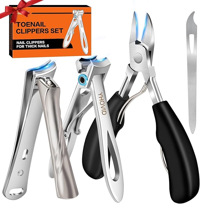 Toe Nail Clippers for Men, Toenail Clippers for Thick Nails for Seniors, German Ultra Sharp Stainless Steel Fingernail Clipper with Catcher, Heavy Duty Ingrown Nail Cutter Long Handle with Wide Jaw