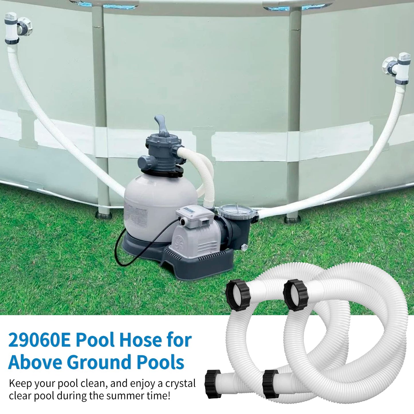 IDEASURE 1.5" Diameter 29060E Pool Pump Hoses for Above Ground Pools - 59" Long Pool Hoses for Intexx Cole man Filter Pumps, Sand Filters & Saltwater Systems with 1,500 to 2,500 GPH Capacity, 2 Pack