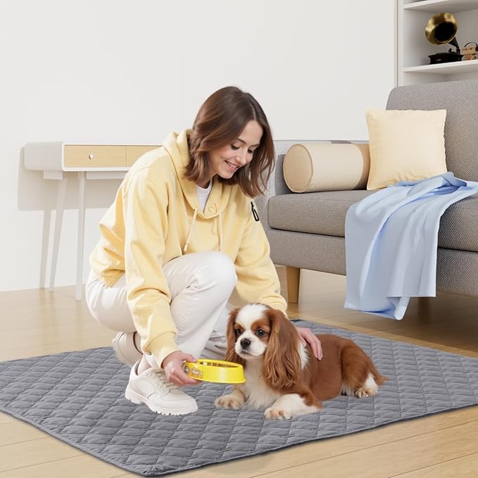 Smiry Waterproof Dog Bed Cover Blanket, Soft Reversible Pet Blanket, Washable Leakproof Cats Dogs Couch Cover for Sofa, Couch, Furniture (82x82 Inch, Grey/Dark Grey)