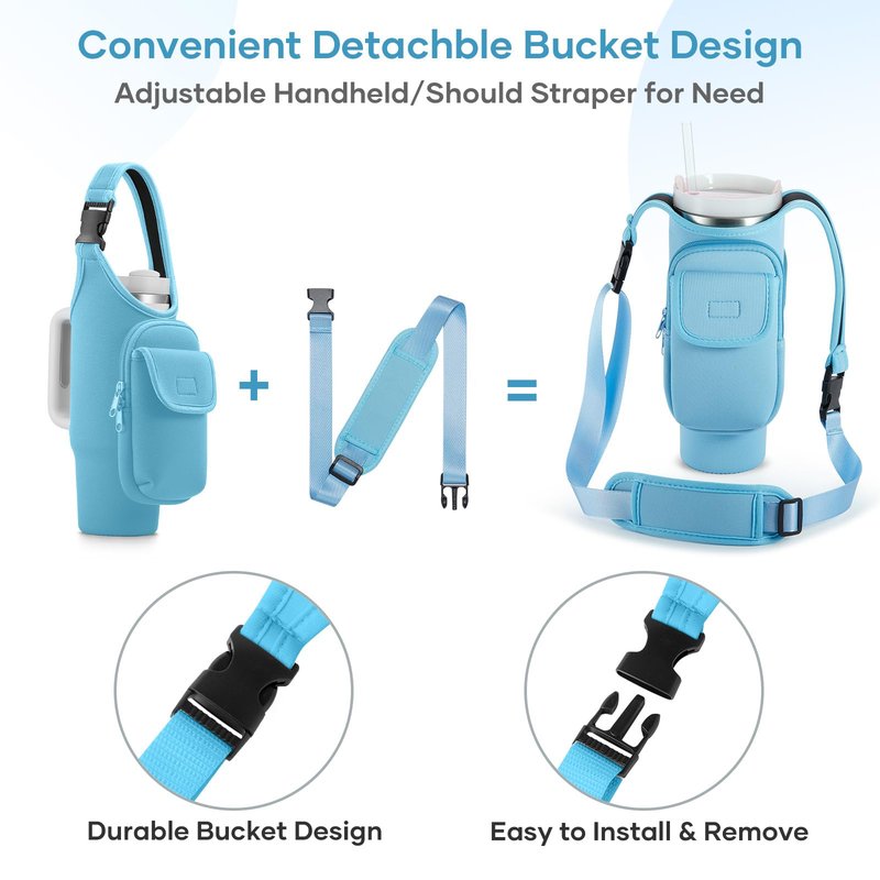 Bufilea Carrier Bag with Phone Holder Pockets for Stanley 40/30oz Tumbler with Handle, Insulated Neoprene Crossbody Bag Cup Holder w/Shoulder & Handheld Straps Fits Stanley Cup Accessories