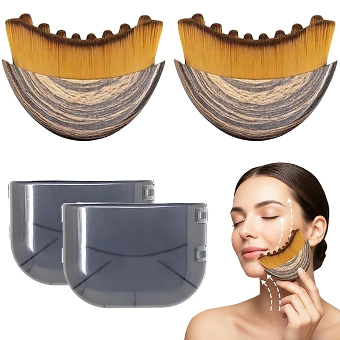 2PCS Lymphatic Contour Face Brush, Lymphatic Drainage Brush, Gentle Facial Sculpting for Jawline & Cheeks, Ergonomically Designed to Fit The Skin Precisely