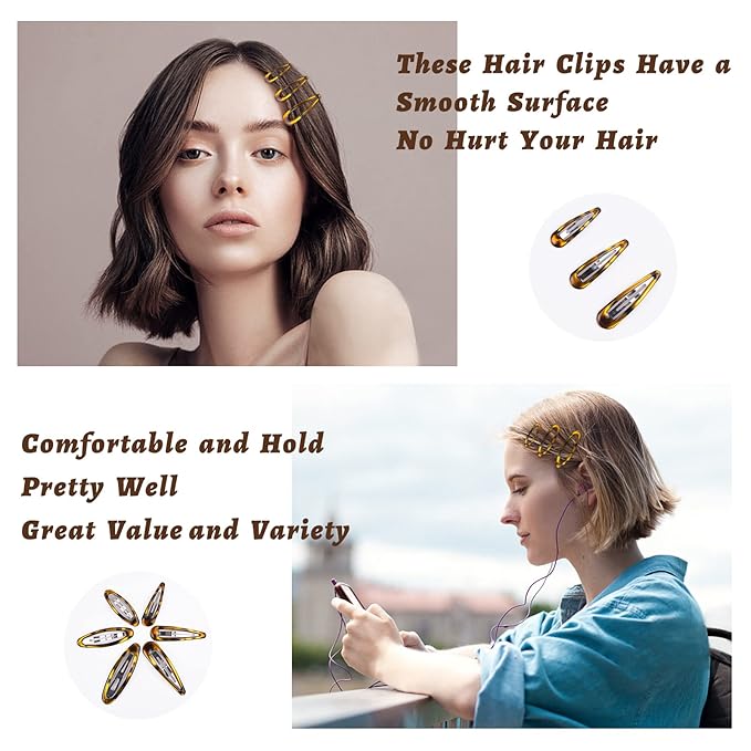 16pcs Snap Hair Clips, Classic Tortoise Hair Clip, Vintage Hairpin Accessories for Women Girls, Metal Barrettes Various Size and Style Combinations Suitable for All Hair Types