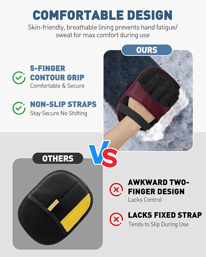 Electrostatic Pet Hair Removal Glove - 2 Pack Magic Brush Gloves Pet Hair for Dogs and Cats, The Magic Brush Pure Path Yomi Pet Grooming Needs, Fur Remover for Furniture, Clothes, Car Seats (Red)