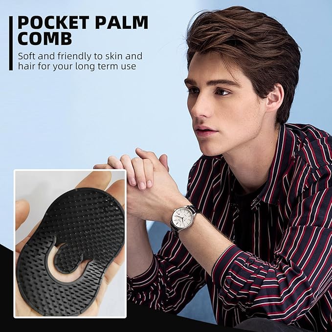 Soft 'N Style 12 Packs Pocket Palm Combs, Shampoo Comb, Massager Hair Brush Comb, Scalp Massager Brush Comb, Wave Brush, Palm Hair Brush (Black)