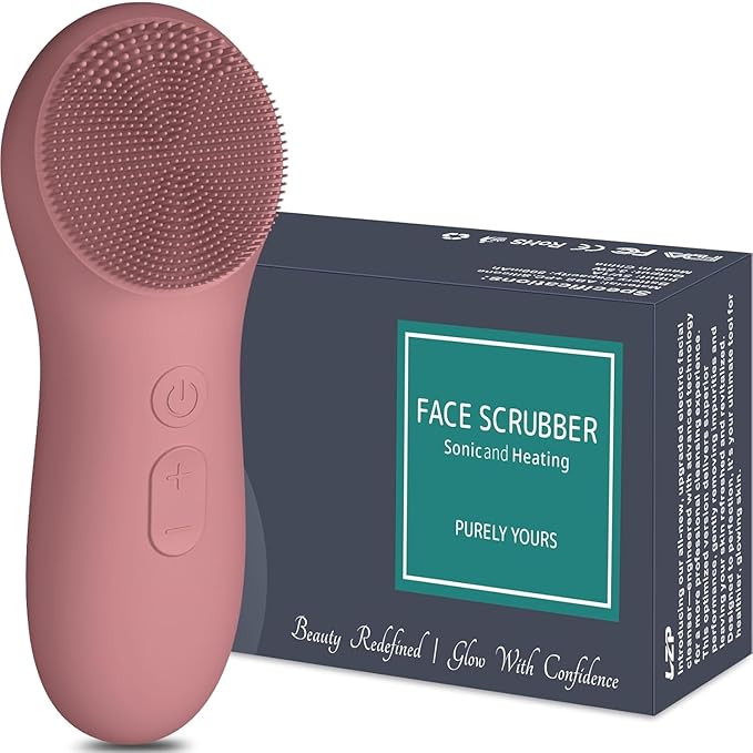 LZP Silicone Face Scrubber, Electric Facial Cleansing Brush with 6 Speeds Vibration Technology, Rechargeable & Waterproof Exfoliating Scrub Brush for Cleansing and Massaging, Men Women