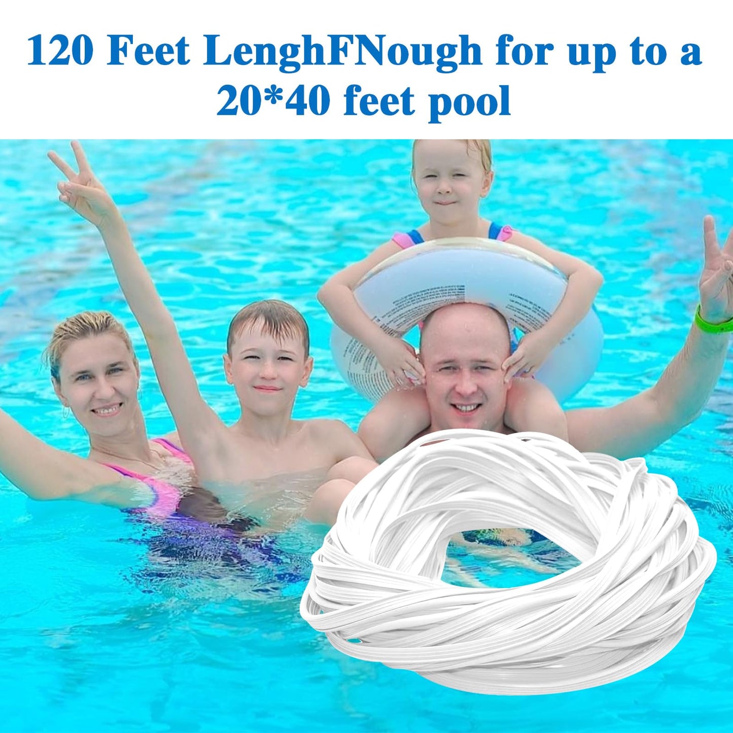 MIYOLO 120'ft Pool Liner Lock for In-Ground and Above Ground Pools, Roll Swimming Pool Liner Bead Lock White