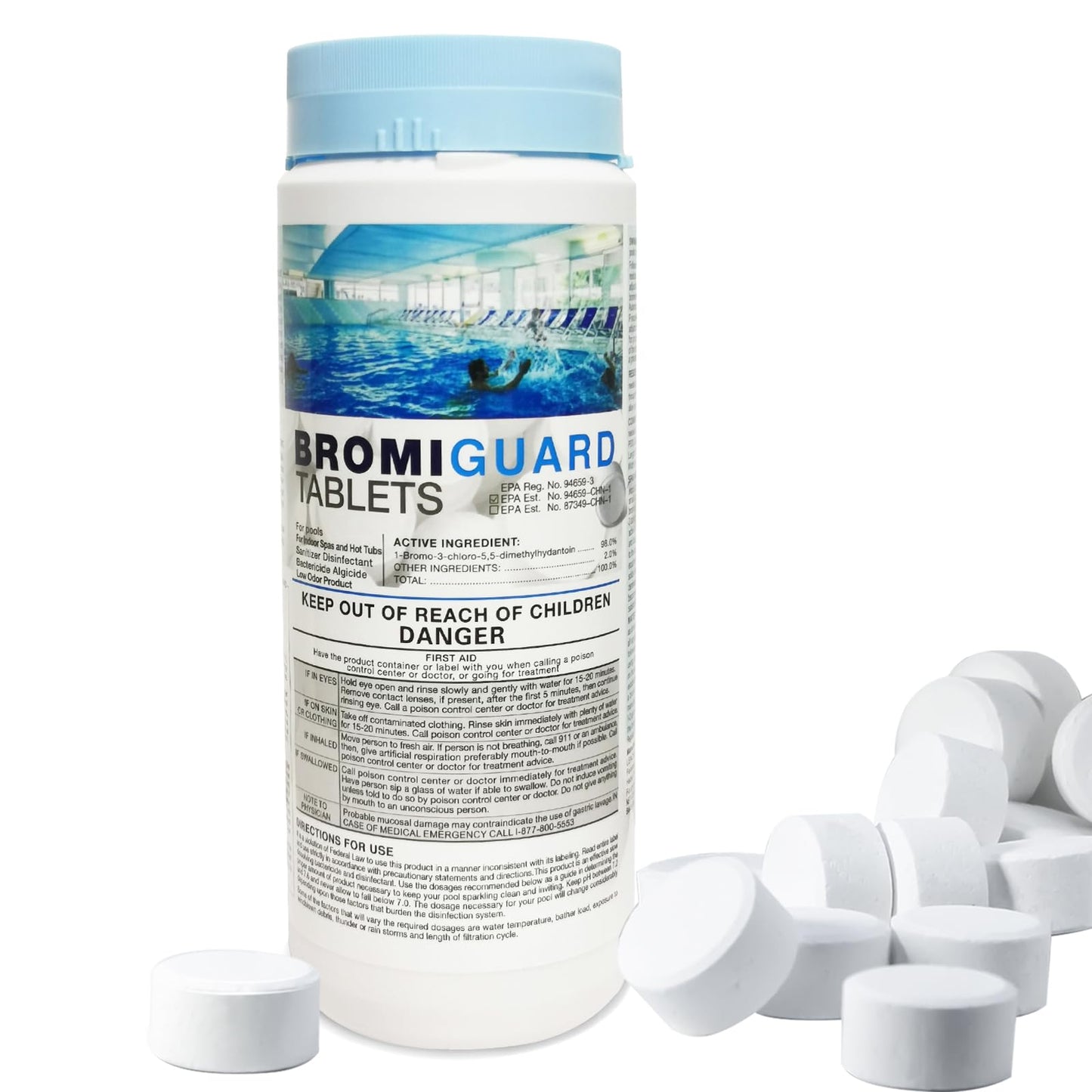 BROMIGUARD 1.8 Lbs Spa Bromine Tablets 1 Inch for Spa Hot Tub Chemical Sanitizer | Pre-Stabilized 1" Brominating Tablets for Pools | Less Chlorine Odor Bromine Tabs 1.8 Pounds