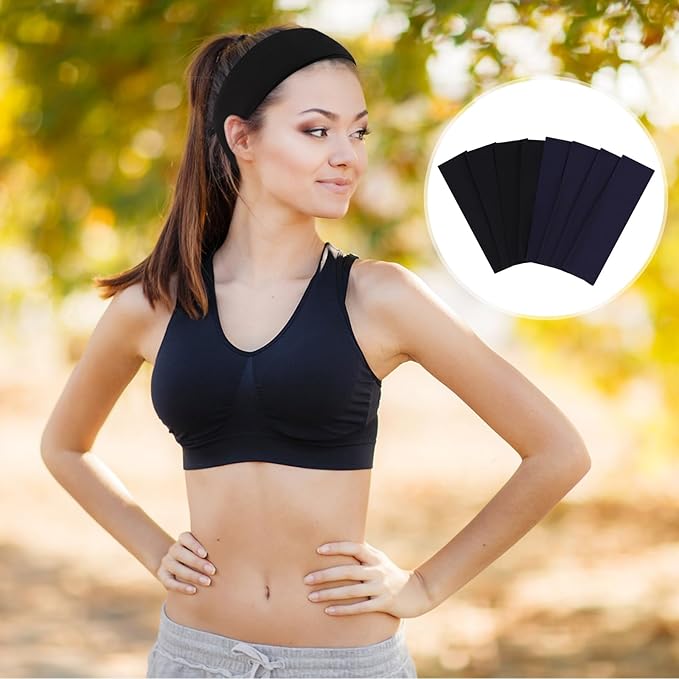 Fishinsea 8 Pack Sport Headbands for Women, Elastic Soft Fabric Non-Slip Hair Bands Hair Warp for Daily Workout Yoga Running Sports, Combo 12