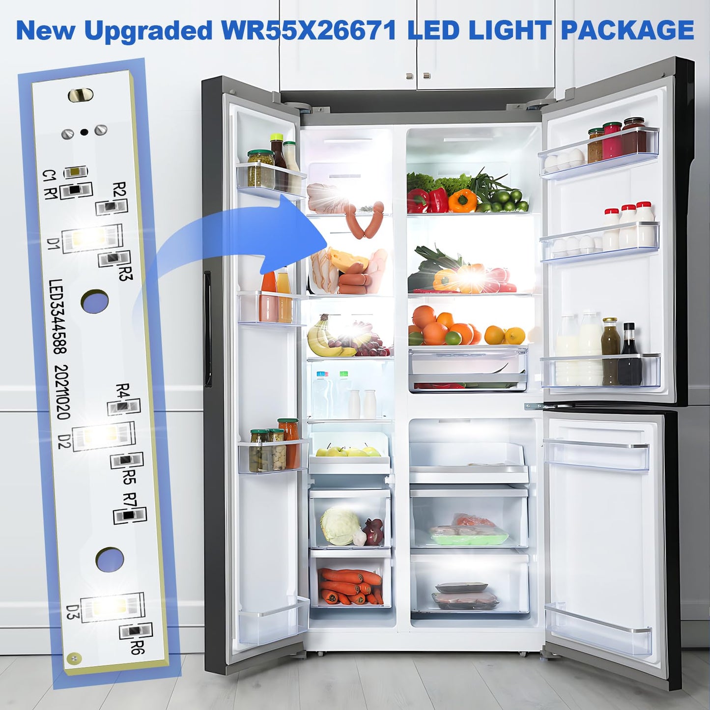 WR55X26671 LED Refrigerator Light Board GE refrigerator Part PS11767930 AP6035586(2 Pack)