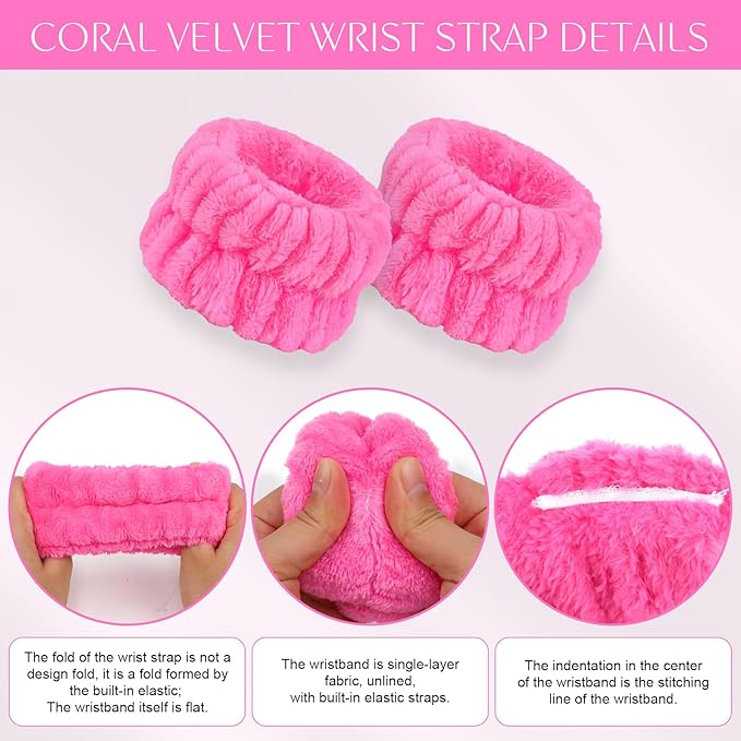 CAVETEE 6 Pack Spa Headband Set - Makeup Headbands with Bows, Face Washing Wristbands for Women and Girls