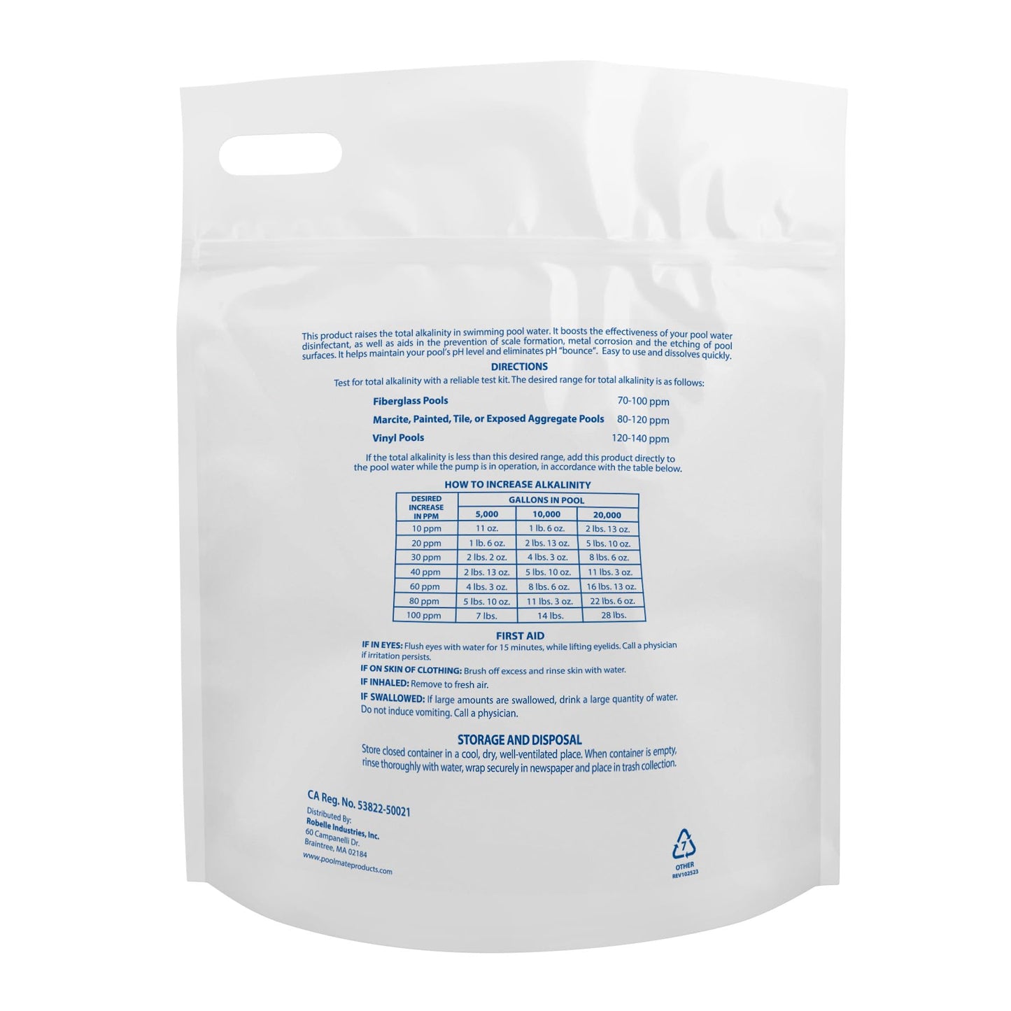 Pool Mate 10-Pounds Premium Alkalinity Increaser for Swimming Pools, 100% Sodium Bicarbonate
