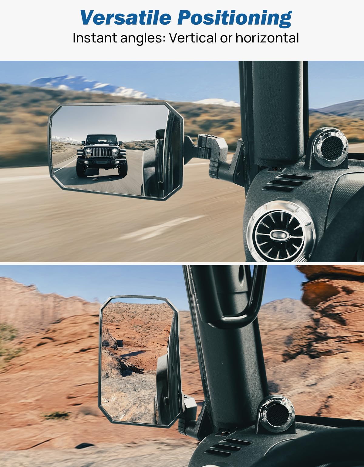 JOYTUTUS Wrangler Mirrors Doors Off Compatible with Wrangler TJ JK & Unlimited, Wrangler JK Side Mirrors for Wrangler 1997-2018, Wider View No Vibrate & Wobble (Patented), Does Not Fit on Doors